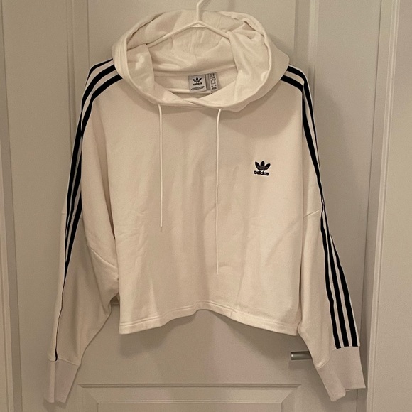 White Adidas cropped hoodie size XL - Picture 6 of 11